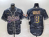 Men's Los Angeles Lakers #8 Kobe Bryant Grey Camo Cool Base Stitched Baseball Jersey,baseball caps,new era cap wholesale,wholesale hats